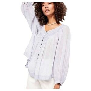 Free People We the Free Cool Meadow Lilac Purple Long Sleeve Blouse S